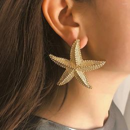 Stud Earrings Exaggerated Boho Large Metal Starfish For Women Ladies Trendy Summer Gold Colour 2024 Fashion Jewellery