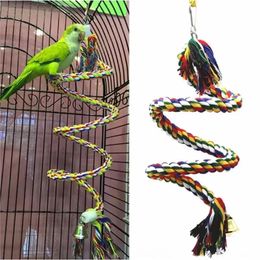 Parrot Toy Wicker Rope Hanging Braided Budgie Chew Bird Cage Cockatiel Pet Stand Training Accessories Bite Swing Supplies 240515