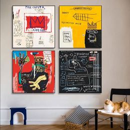 Basquiat Decorative Painting Bar Large Trendy Artist Hanging American Mural Graffiti Studio Size Reqgw
