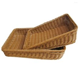 Storage Bottles Basket Imitation Rattan Container Rectangle Bread Festival Home Decoration Washable Table Display 3 Sizes