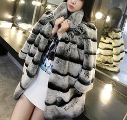 Real Chinchilla Coat For Women Genuine Rex Rabbit Coats Woman Natural Plus Size Thick Warm Fur Overcoat 2010164091446