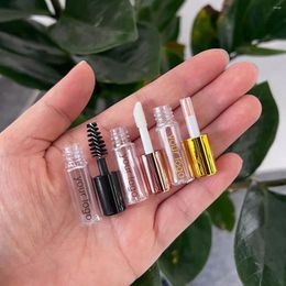 Storage Bottles 20pcs Custom Logo 1ml Mini Plastic Cosmetic Empty Lip Gloss Gold Black Tube Container In Stock Private Label