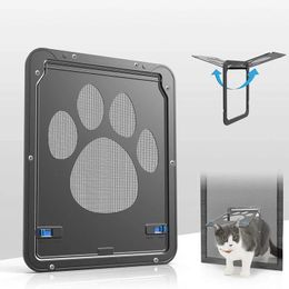 Dog Cat Door Lockable Magnetic Screen Outdoor Function Gates Ramps Window Garden Tunnel Safety Self-Closing Flap Gate Pet Door 240516