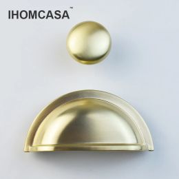 IHOMCASA Kitchen Furniture Handles Cupboard Cabinet Door Handle Wardrobe Shoe Cabinet Pulls Shell Golden Drawer Knobs Nordic