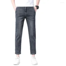 Men's Jeans Ankle Jean Cropped Shorts Slim Straight Stretch For Man Summer Streetwear Men