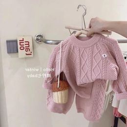 Clothing Sets Knitting Pullover Girls 0-4 Yrs Boys Suit Fall Baby Winter Sweater Pants Infant Tracksuits