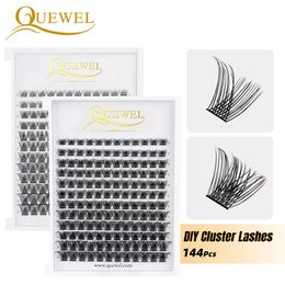 Quewel 144Pcs DIY Cluster Lashes Segmented False Bundles Eyelashes DIY Individual Clusters Lash Extensions 12Lines C/D Lashes 240521