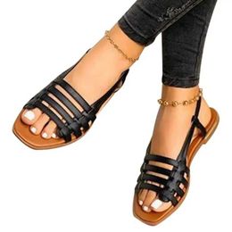 Sandals Women Woman Summer Hollow Out Roman Shoes 2024 Womens Gladiator Open Toe Beach Flats Ladies Footwear Plus Size 35-43 H240521