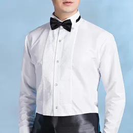Men's Dress Shirts Men Long Sleeve Shirt Elegant Winged Collar For Formal Office Wedding Party Solid Color Bridegroom