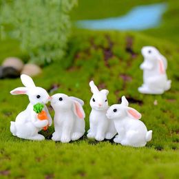 Novelty Games Mini Rabbit Statue Resin Rabbit Statue Fairy Garden Mini Landscape Doll House Decoration 12 Style White Rabbit Mini Animal Y240521 Y240521