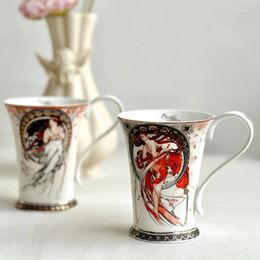 Mugs European Figure Series Bone China Large-capacity Famous Painting Double-sided Pattern Mug Water Cup