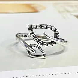 Cluster Rings FoYuan Simple Small Fresh Leaf Ring Female Opening Retro Made Old Korean Edition Sen Series Hollow Out