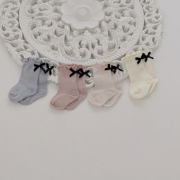3 Pairs/lots Baby Socks Solid Socks Bow Accessories Girls Socks Cotton Breathable born Cute Socks Baby Clothing 240521