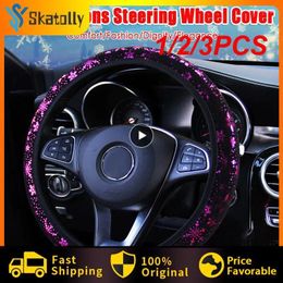 Steering Wheel Covers 1/2/3PCS Universal Car Cover Snowflake Pattern Showing Personality For Women 37-38cm