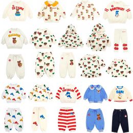 Clothing Sets 2024 Korean Baby Sweaters And Pant Set Spring Brand Toddler Girl Boy Casual Sweatshirts Outwear Long Sleeve Tee Shirts