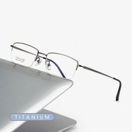 Business Men Ultralight Pure Glasses Frame For Myopia Reading Prescription Spectacles Half Rim Eyewear 240520