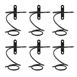 Mugs Pack Of 6 Wall Mounted Wine Racks - Red Bottle Display Holder With Screws Metal Hanging Rack Organiser