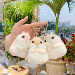 3PCS Cartoon Keychain Creative Plush Cute Key Pendant Toy Hamster Stuffed Doll Men Women