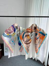 Scarves 90*90cm Horse Rider. Timeless Classic 18 M Double-sided Color Silk Twill Scarf Mulberry Silk Scarf Shawl