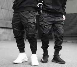 Men Sweatshirts Jogging Pants Men Casual Pants Fashion Drawstring Multi Pockets Straps Ankle Tied Cargo Long Trousers4217227