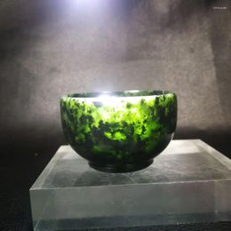 Tea Cups Natural Green Jade Cup Teaset Real Chinese Tibet King Jades Stone Health Teacup Hand-carved Gongfu Teaware