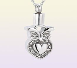 Owl With Crystal Memorial Urn Necklace PetHuman Ashes Funeral Urn Necklace Ash Locket Cremation Jewelry73949103045001