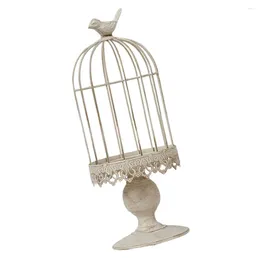 Candle Holders 1Pc Bird Cage Shaped Candlestick Creative Iron Holder Home Decor Beige