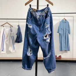 Women's Jeans Streetwear Hip Hop Skateboard Graphic Embroidered Retro Buttons Women High Waist Wide Trousers 2024 G188