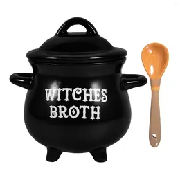 Storage Bottles Coffee Mug Tea Cups Witch Soup Bowl Ceramic Water Spoon Halloween Porcelain Cauldron