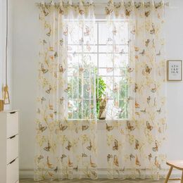 Curtain Colourful Butterfly Translucent Washable White Tulle Sheer Curtains For Living Room Bedroom Dining Decor Window Shower Kitchen