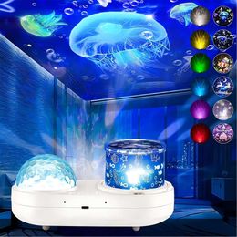 Children's Ocean Jellyfish Lamp Projector Galaxy Night Light 360 Rotation Colors Sets of Movies