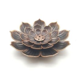 Other Home Decor Alloy Incense Burner Stick Holder Buddhism Lotus Line Plate Sandalwood Coil Base Temples Yoga Studios Decoration Drop Dhvg2