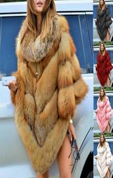 Faux Fur Coat Women Fox Fur Winter Warm Oversized Long Sleeve Luxury Cape Poncho Overcoat Pullover Jacket Outwear Plus Size 2011119782362