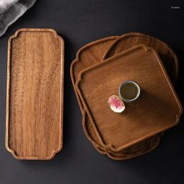 Tea Trays Classic Walnut Wood Dinner Plate Tray Fruit Coffee Cup Handicraft Decoration