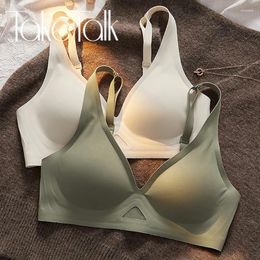 Bras Women Sexy Deep V-Neck Solid Colour Underwear Seamless Hollow Out Bralette Girls Brassiere Female Breathable Lingerie