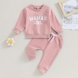 Clothing Sets 0-36months Baby Girls 2-Piece Outfit Long Sleeve Letters Print Sweatshirt With Sweatpants Spring Autumn Clothes Set