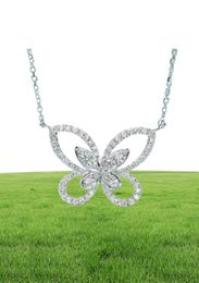 Ins Star Same Style Necklace Luxury Jewelry 925 Sterling Silver Pave White Sapphire CZ Diamond Butterfly Pendant Girl Women Neckla1509671