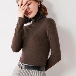 Women's Sweaters Wool Blend 2024 Autumn Winter Women Sweater Short Korean Fashion Pile Collar Pullover Pure Color Slim Knit Bottom Plus Size