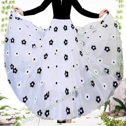 Skirts 2024 Female Plus Size 4XL Fashion Elegant Mesh White Floral Ladies Skirt Summer Long Maxi For Womens