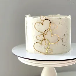 Party Supplies 7 Hearts Wedding Cake Topper Minimalist Gold Silver Colour Love Heart Decoration Valentine's Day Dessert