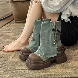 Boots Designer Womens Ankle Boots Western style Cowboy Short Boots Ankle Boots Fashion Slippery Top Thick Platform Shoes 2052 Q240521