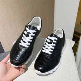 Casual Shoes Authentic Crocodile Skin Classic Black White Male Sneakers Genuine Exotic Alligator Leather High Quality Men Soft Lace-up