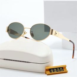 Beach Sunglasses Women Oval Frame Designer Sunglasses Metal Mirror Legs Green Lens Sunglasses Small Round Frame Sexy Little Women GlassesHigh quality1:1 wihe box