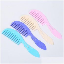 Hair Brushes Candy Colors Handgrip Barber Hairdressing Haircut Comb Plastic Wide Tooth Combs Hairstyle Women Lady Styling Drop Deliver Dh34T