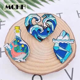 Brooches Creative Blue Waves Love Drifting Bottle Enamel Pins Clouds Glacier Whale Alloy Brooch Punk Badge Clothes Accessories Jewellery