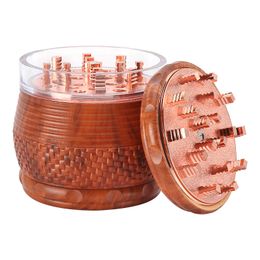 70MM Wooden Grain Resin Grinder Large Size 4 Layers Tobacco Smok Dry Herb Crusher Hand Muller Smoking Pipe Machine