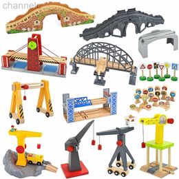 Architecture/DIY House Wooden Train Track Racing Railway Toys All Kinds of Bridge Accessories fit for Biro Wood s Children Gift Dhhda