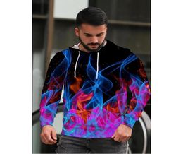 Men039s Women039s 3d Flame Graphic Hoodie Fashion Rainbow Pattern Unisex Couple Outfit Classic Hiphop Printing Sweatshirt8893750