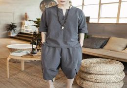 Chinese Style Men Hanfu T Shirt Trousers Tang Suit Traditional Uniform Japanese Blouse Tops Wide Leg Jogger Harem Pants13090219