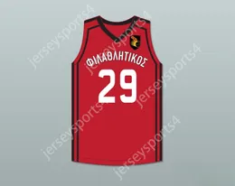 CUSTOM NAY Name Youth/Kids ALEX ANTETOKOUNMPO 29 FILATHLITIKOS A.O ZOGRAFOU B.C. RED BASKETBALL JERSEY Top Stitched S-6XL